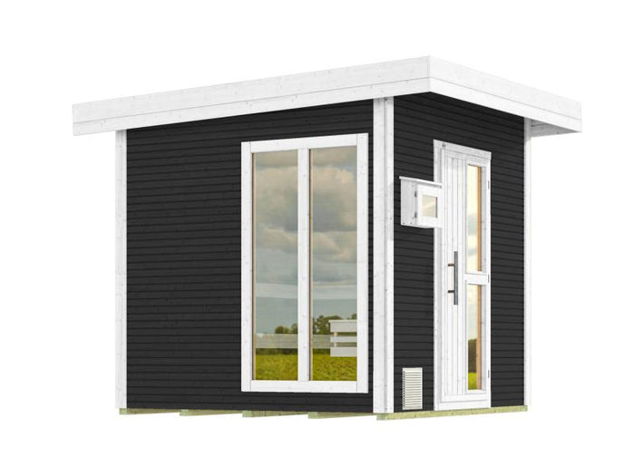 Weka Saunahaus 45 mm Kuopio mit Fenster und 9 kW OS-Ofenset, anthrazit