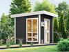 Weka Saunahaus 45 mm Kuopio mit Fenster und 9 kW BioS-Ofenset, anthrazit