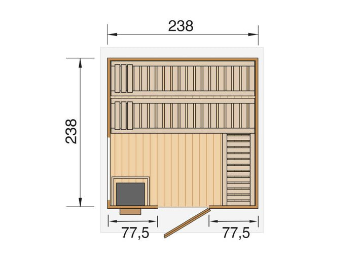 Weka Saunahaus 45 mm Kuopio mit Fenster und 9 kW BioS-Ofenset, anthrazit