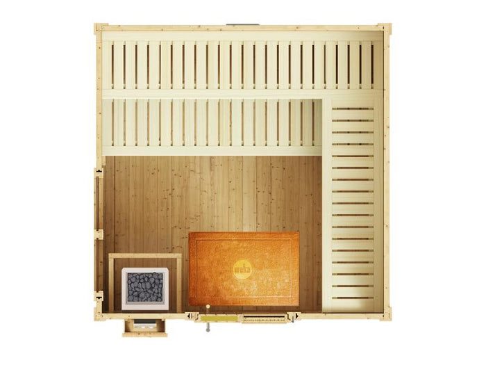 Weka Saunahaus 45 mm Kuopio mit Fenster und 9 kW BioS-Ofenset, anthrazit