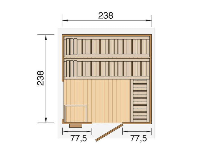 Weka Saunahaus 45 mm KUOPIO mit Fenster, inkl. 9 kW OS Ofenset, natur