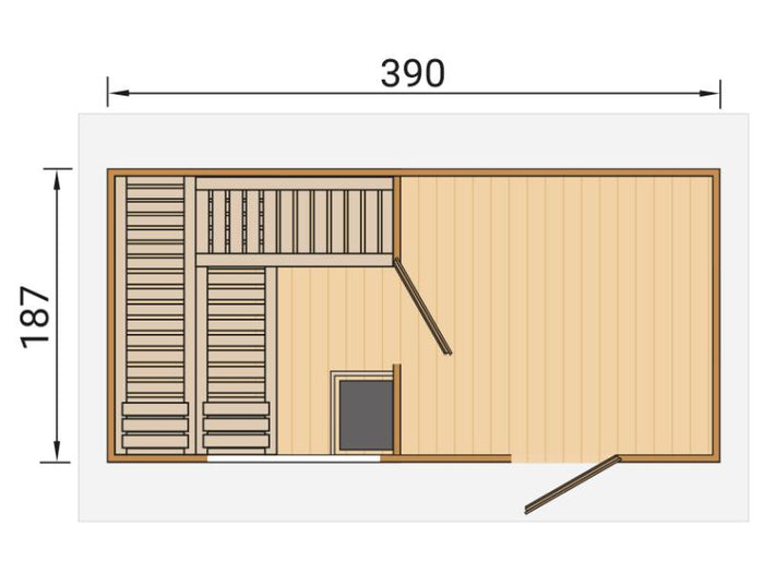 Weka Saunahaus Farsund, inkl. 9 kW Ofen digitale Steuerung (OS), mit Vorraum