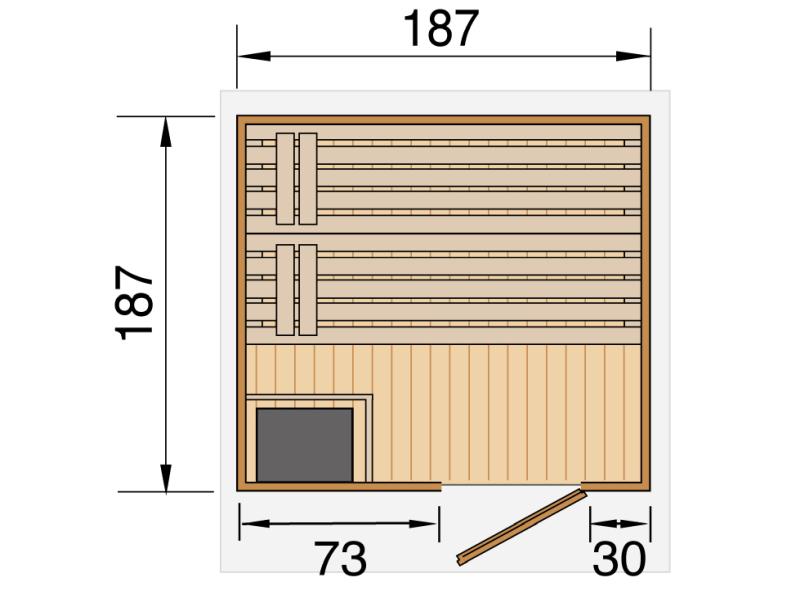 Weka Saunahaus Naantali inkl. 9 kW BioS mit externer Steuerung