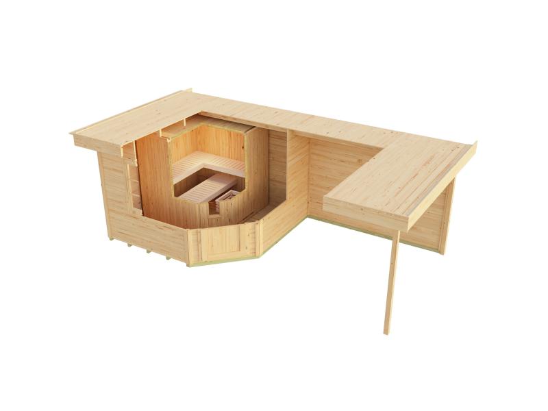 Weka Saunahaus SALO 2, 28 mm, natur, inkl. 9 kW Saunaofen (OS)