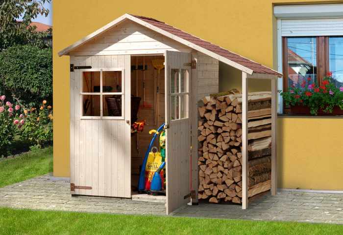 Weka Terrassenschrank mit Satteldach und Doppeltür inkl. Schleppdach