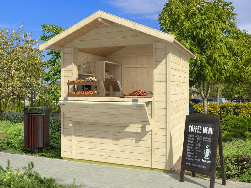 Weka Verkaufsstand Mori 4, 14 mm, inkl. Fußboden, naturbelassen