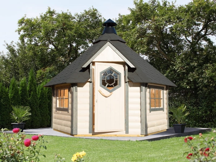 Wolff Finnhaus Aktions-Grillkota Basic 6.7 inkl. schwarzen Schindeln