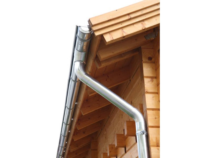 Wolff Finnhaus Alu-Rundrinne für Satteldach bis 600 cm mit 2 Fallrohren