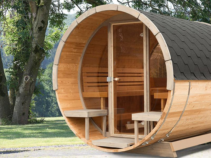 Wolff Finnhaus Aufpreis für Glasfront für Saunafass montiert 235 cm Durchmesser