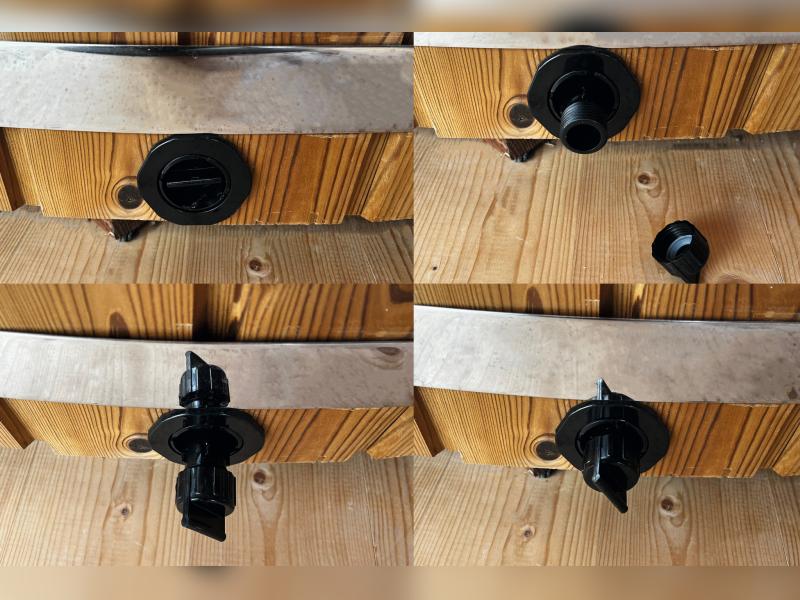 Wolff Finnhaus Badebottich Typ 2, grauer Einsatz, Anstrich Pinie, integrierter Edelstahlofen, inkl.