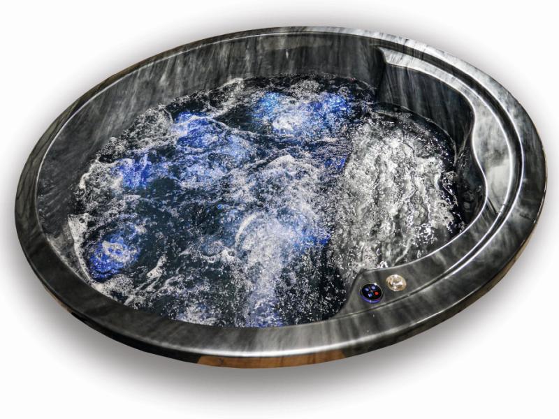 Wolff Finnhaus Badebottich Typ 3, cremeweißer Einsatz, Anstrich Silbergrau, integrierter Edelstahlof