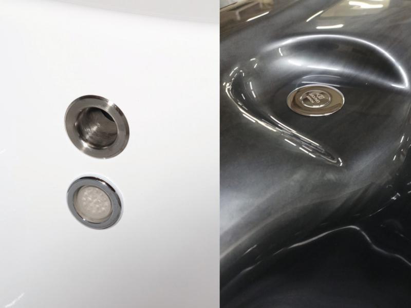 Wolff Finnhaus Badebottich Typ 3, cremeweißer Einsatz, Anstrich Anthrazit, integrierter Edelstahlofe