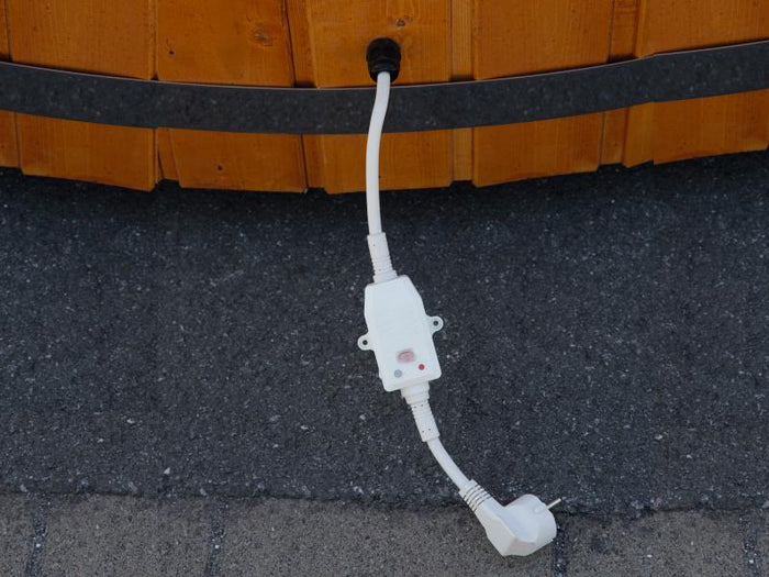 Wolff Finnhaus Badebottich Typ 3, grauer Einsatz, Anstrich Anthrazit, integrierter Edelstahlofen, in