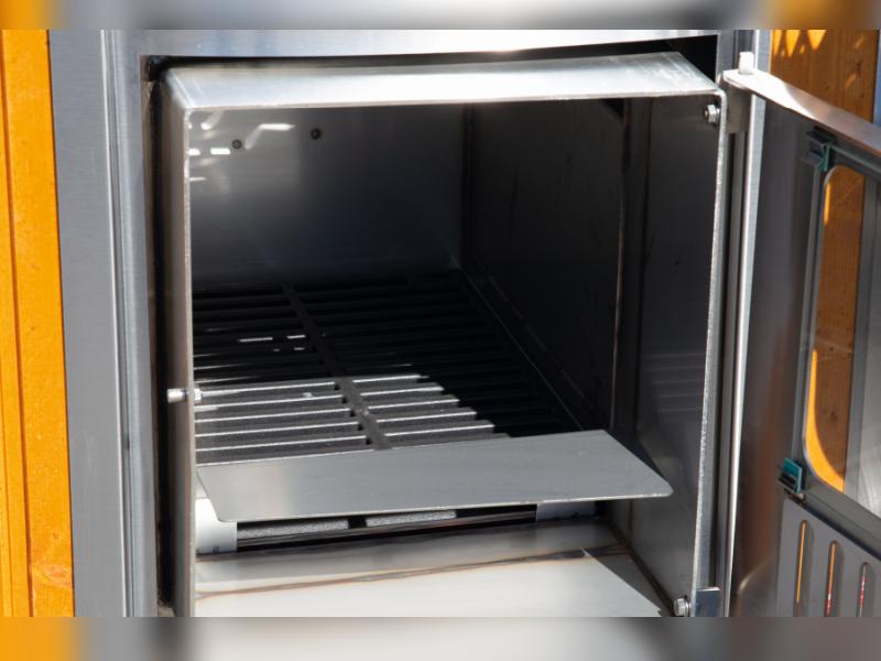 Wolff Finnhaus Badebottich Typ 3, grauer Einsatz, Anstrich Anthrazit, integrierter Edelstahlofen, in