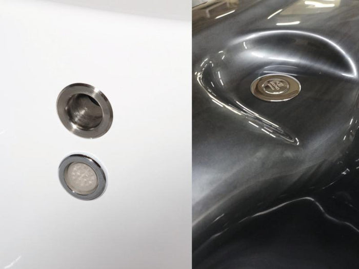 Wolff Finnhaus Badebottich Typ 4, cremeweißer Einsatz, Anstrich Silbergrau, integrierter Edelstahlof