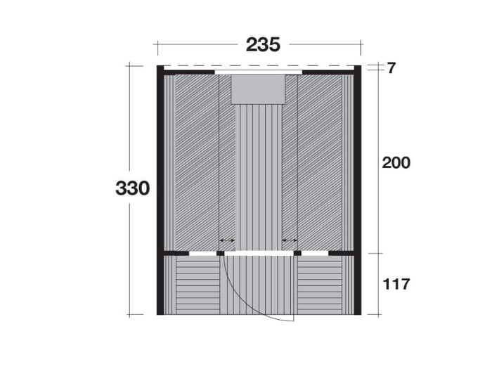 Wolff Finnhaus Campingfass 330, 1-Raum Bausatz mit schwarzen Dachschindeln