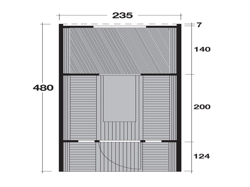 Wolff Finnhaus Campingfass 480, 2-Raum Bausatz mit schwarzen Dachschindeln