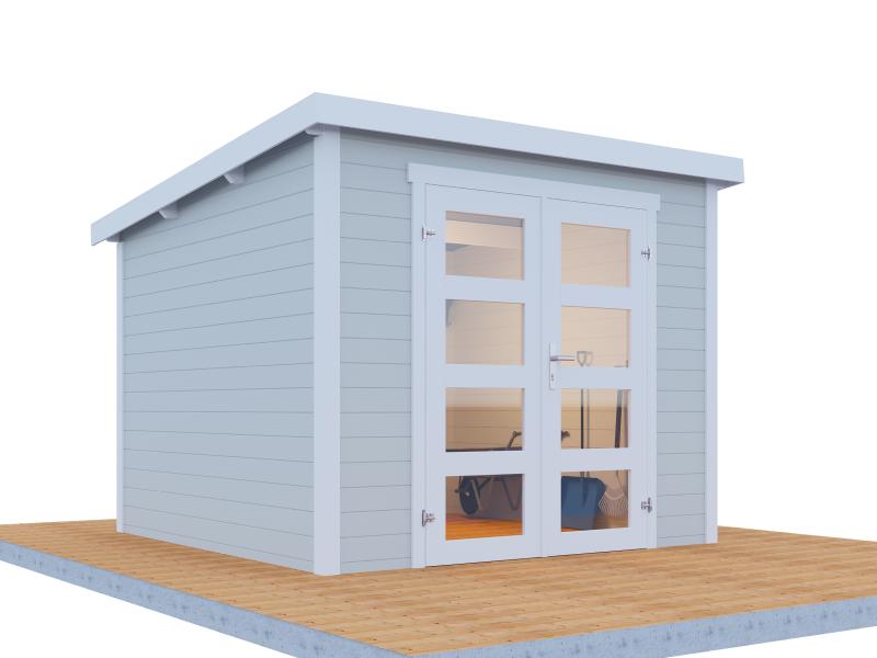 Wolff Finnhaus Gartenhaus Bengt 2525, 28 mm, hellgrau inkl. Fußboden