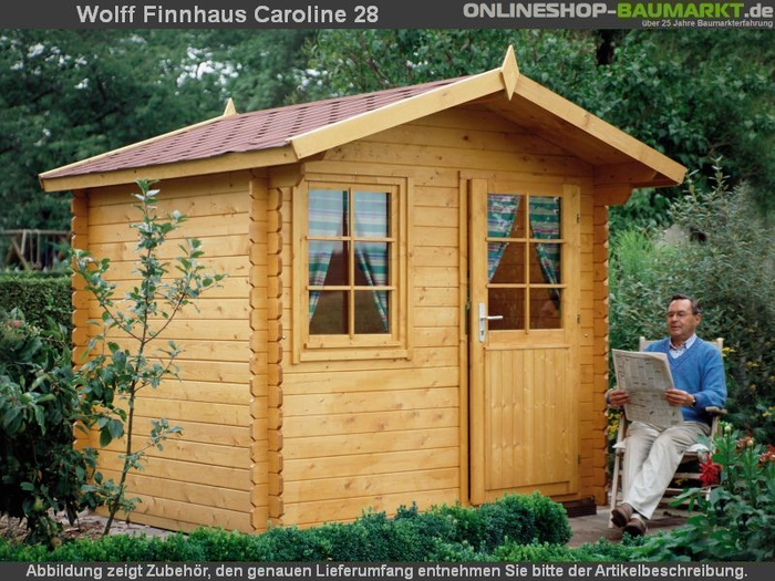 Wolff Finnhaus Gartenhaus Caroline 28 mit Rahmenfundament, inkl. Fußboden