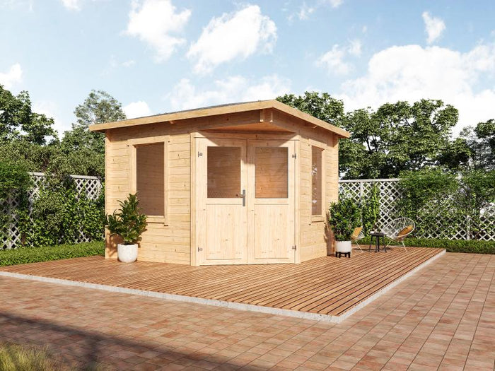 Wolff Finnhaus Gartenhaus Genia 2828, 28 mm, inkl. Fußboden