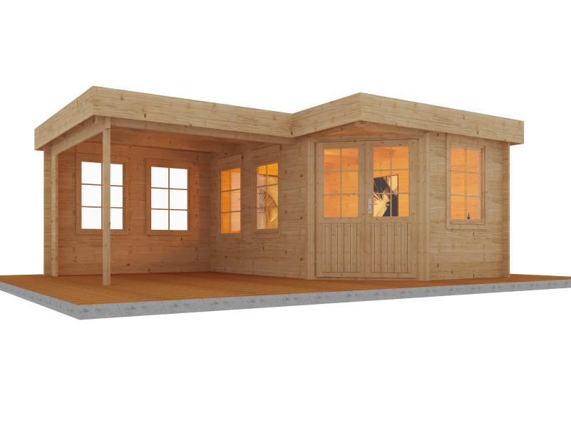 Wolff Finnhaus Gartenhaus Guda 5643, 40 mm, inkl. Fußboden