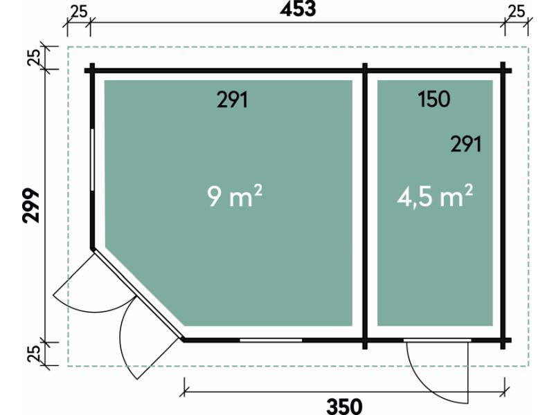 Wolff Finnhaus Gartenhaus Maja 40-B/2-Raum