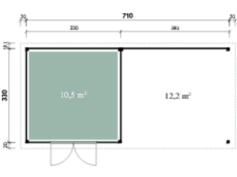Wolff Finnhaus Gartenhaus Ole 7133, 28 mm, mit Anbau und Rückwand, anthrazit mit Fußboden