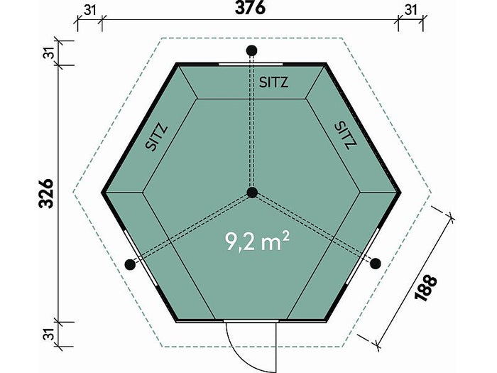Wolff Finnhaus Grillkota 9 de luxe Grundset