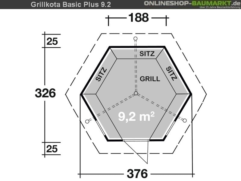 Wolff Finnhaus Grillkota 9 de luxe inkl. rote Dachschindeln und Grillanlage