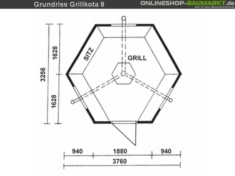 Wolff Finnhaus Grillkota 9 de luxe inkl. roten Dachschindeln