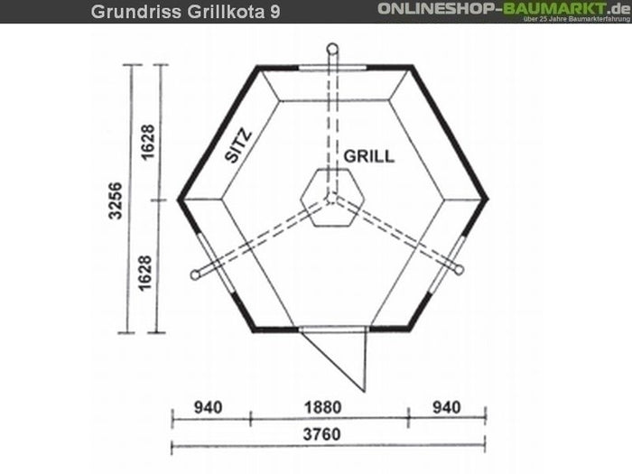 Wolff Finnhaus Grillkota 9 de luxe inkl. roten Dachschindeln