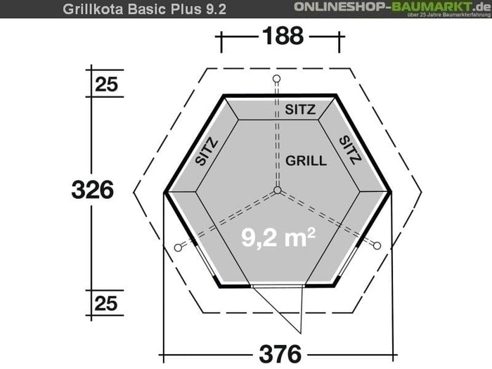Wolff Finnhaus Grillkota 9 de luxe inkl. schwarzen Dachschindeln und Grillanlage