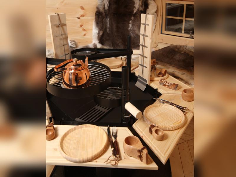 Wolff Finnhaus Grillkota 9 de luxe inkl. schwarzen Dachschindeln und Grillanlage