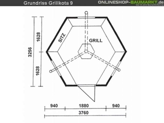 Wolff Finnhaus Grillkota 9 de luxe inkl. schwarzen Dachschindeln