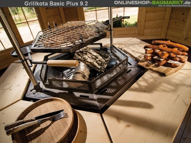 Wolff Finnhaus Grillkota 9 de luxe mit Anbau, inkl. Daschindeln schwarz