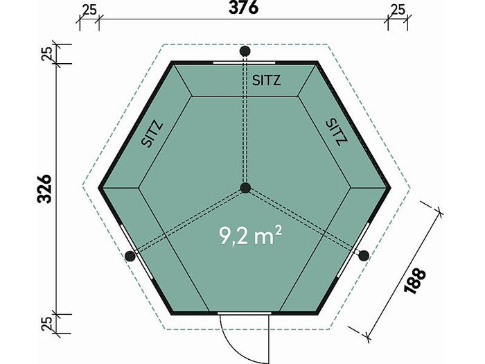 Wolff Finnhaus Grillkota Basic 9 mit Grillanlage schwarze Schindeln