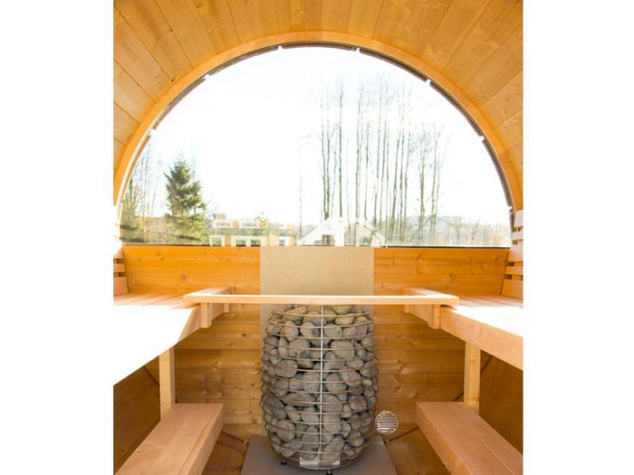 Wolff Finnhaus Halbrundglas für Saunafass Rückseite 205 cm