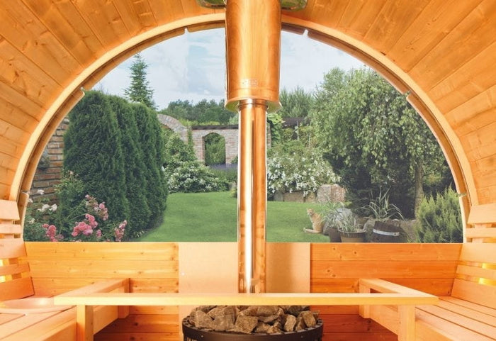 Wolff Finnhaus Halbrundglas für Saunafass Rückseite 205 cm