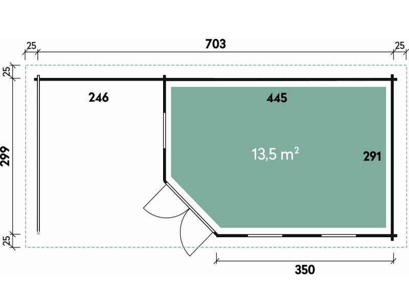 Wolff Finnhaus Maja 40-B/1-Raum, mit Terrasse 250 cm