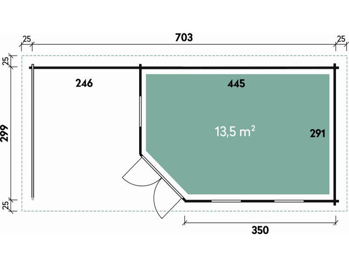 Wolff Finnhaus Maja 40-B/1-Raum, mit Terrasse 250 cm