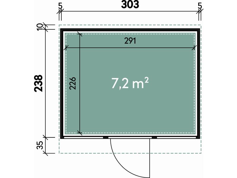 Wolff Finnhaus Metall-Gerätehaus Fascinato 3024,  grau,  1 flg