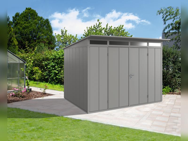 Wolff Finnhaus Metall-Gerätehaus Fascinato 3024,  grau, 2 flg