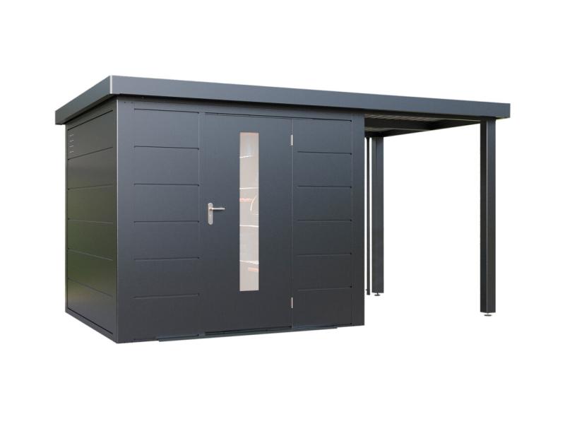 Wolff Finnhaus Metallgartenhaus Thorin 3924, Anthrazit, 1 flg, inkl. Seitendach 1,50 m rechts