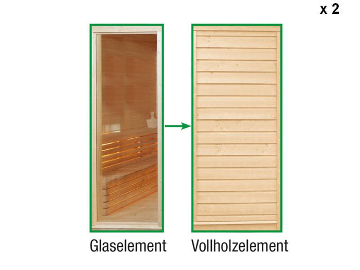 Wolff Finnhaus Paradiso Tauschwand 2 x (Glaselement Tausch in Vollholzelement)