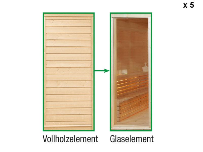 Wolff Finnhaus Paradiso Tauschwand 5 x (Vollholzelement Tausch in Glaselement)