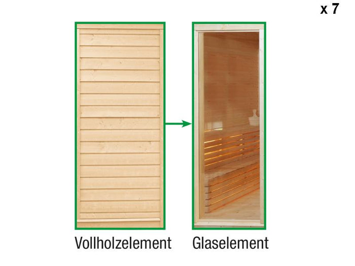 Wolff Finnhaus Paradiso Tauschwand 7 x (Vollholzelement Tausch in Glaselement)