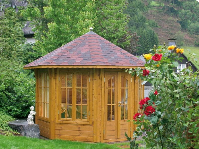 Wolff Finnhaus Pavillon Milano 3.0 natur 3 x 3 m inkl. schwarze Dachschindeln