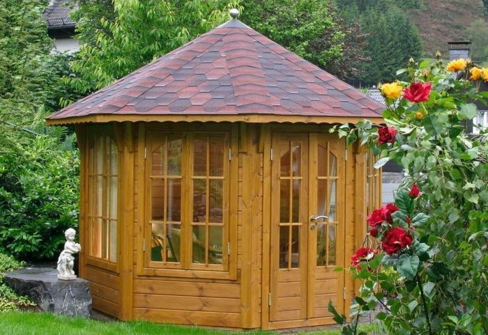 Wolff Finnhaus Pavillon Milano 3.0 natur 3 x 3 m inkl. schwarze Dachschindeln