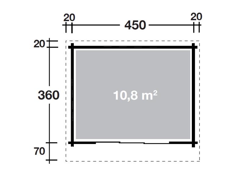 Wolff Finnhaus Pultdachhaus Alvina 44mm XL mit Schiebetür rechts öffnend