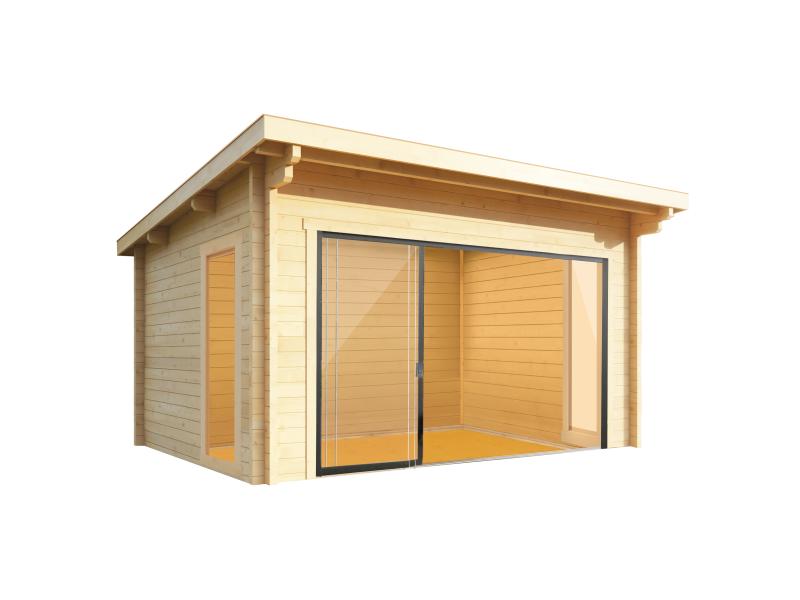 Wolff Finnhaus Pultdachhaus Alvina 44mm XL ST Links öffnend